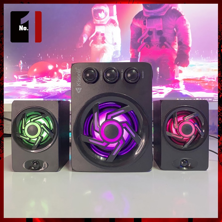 Loa Máy Tính Bluetooth Để Bàn 2.1 KISONLI TM8000A Led Rgb Loa Mini Nghe Nhạc Vi Tính Laptop Có Dây