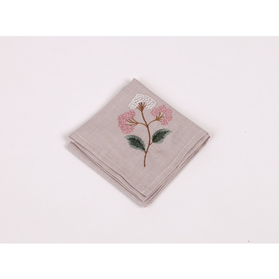 Khăn mùi xoa họa tiết hoa Sa Maison, Chất liệu Linen, Kích thước 33x33cm