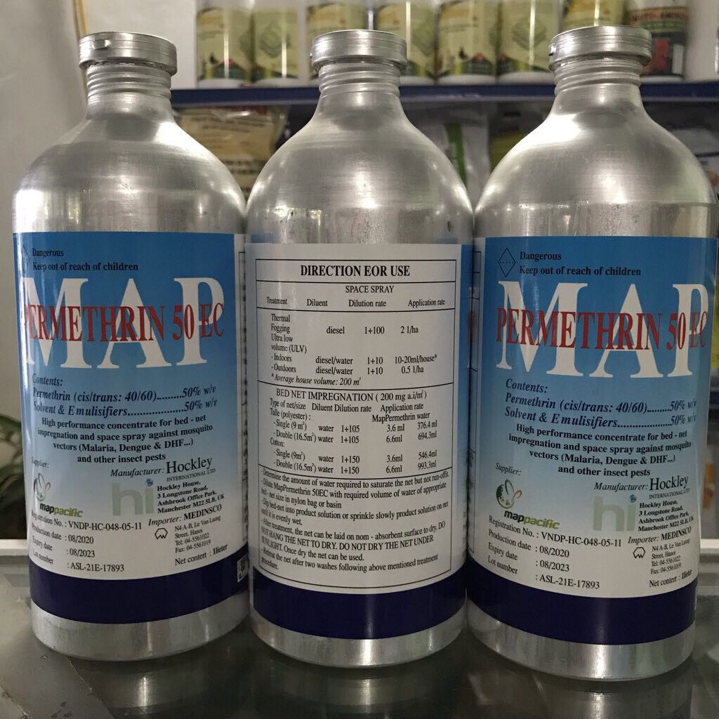 Thuốc muỗi permethrin 50 EC phun muỗi, phun rệp, hoa màu, xịt tiêu, cafe, rệp sáp, chai nhôm diệt côn trùng hiệu quả