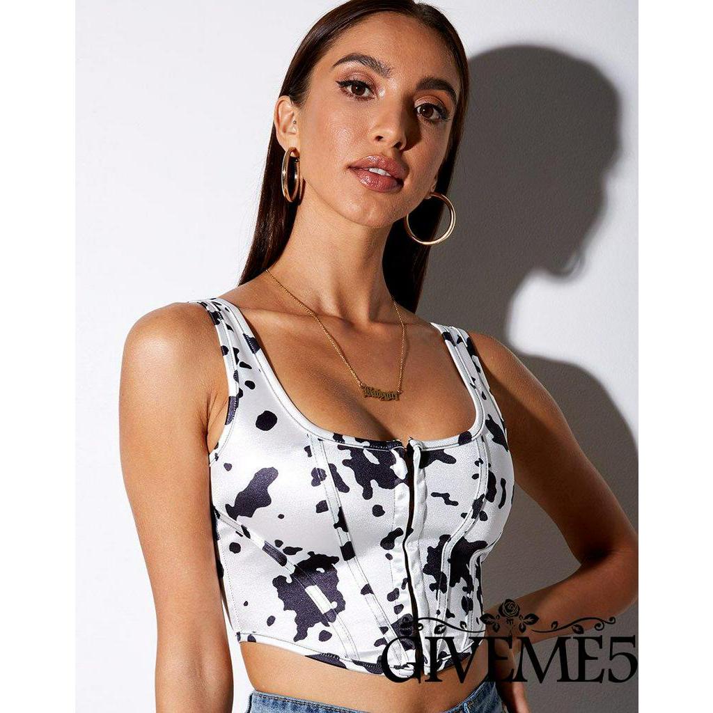 Áo Lửng Hai Dây In Họa Tiết Con Vật Xinh Xắn Dành Cho Nữ