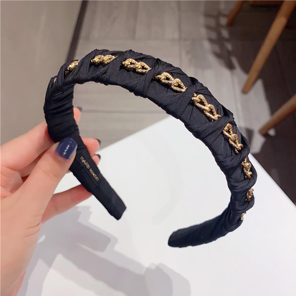 NICKOLAS Băng Đô Cài Tóc Dạng Xích Kim Loại Bản Rộng Thắt Nút Thời Trang Cho Nữ