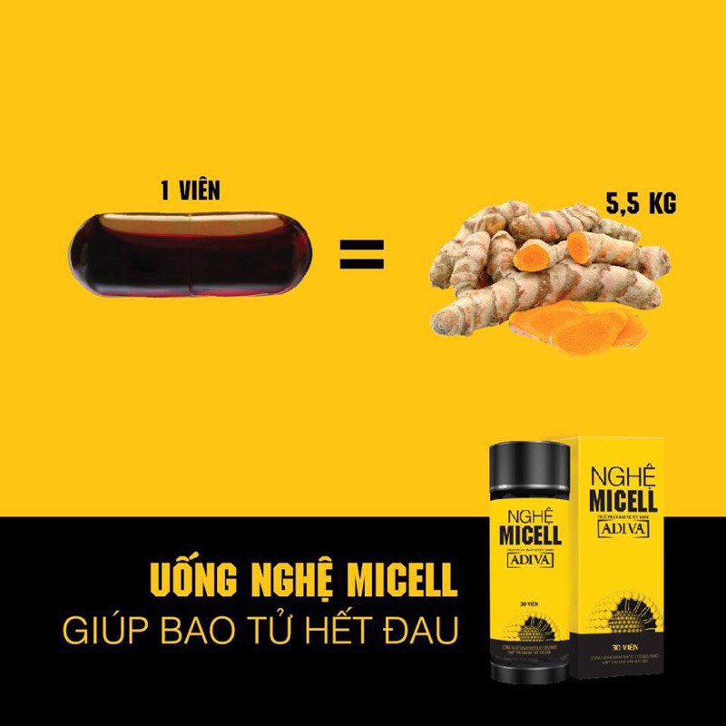 Hộp 30 viên Nghệ Micell Adiva - Thực phẩm bảo về sức khỏe và làm đẹp da