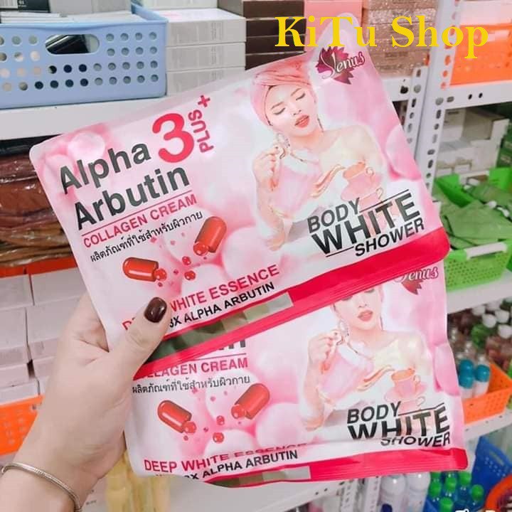 🎈 Set Ủ Dưỡng Trắng Da Toàn Thân 3in1 Alpha Arbutin 3 Plus Collagen Cream Body White Shower Thái Lan ❃