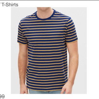 ÁO THUN NAM GAP CỔ TRÒN - XANH SỌC VÀNG