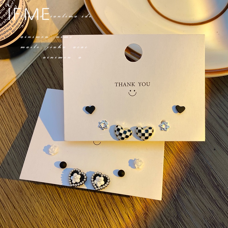 IF ME Bộ 3 Đôi Khuyên Tai Đính Ngọc Trai Kiểu Dáng Đơn Giản Cho Nữ