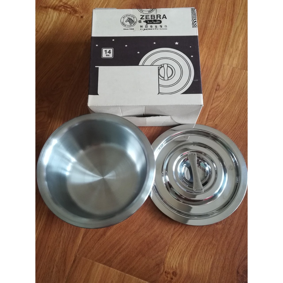 Nồi Inox 304 1 đáy Zebra Thái Lan Indian nắp phẳng 14cm 16cm 18cm 170014 170016 170018