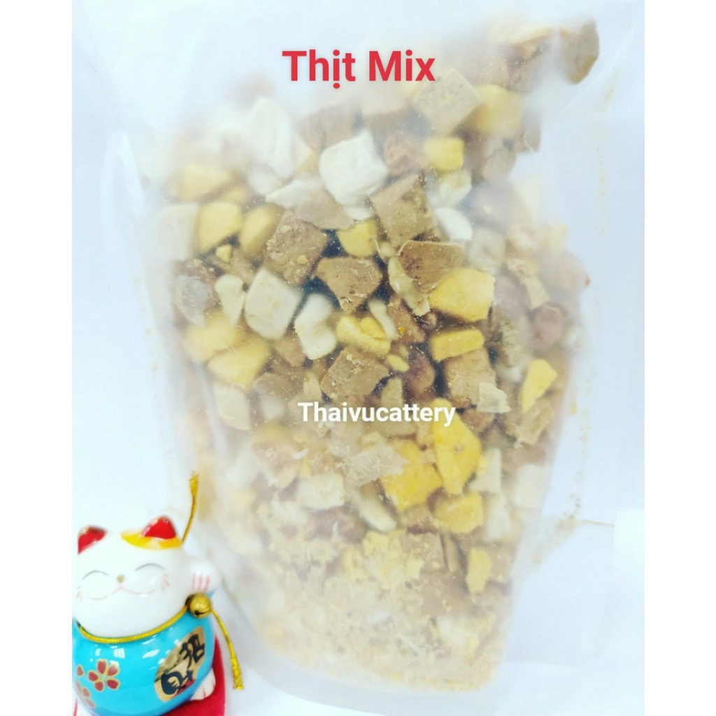 Thịt sấy khô/ Thức ăn sấy khô thịt gà lòng đỏ trứng gà chim cút sấy thơm ngon cho Chó Mèo gói hoặc lọ -Thaivucattery
