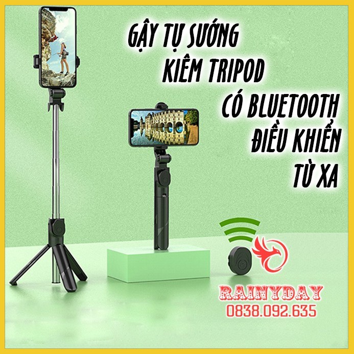 Gậy chụp hình ảnh tự sướng selfie 3 chân kiêm tripod đa năng có bluetooth điều khiển từ xa [ LOẠI 1 ]