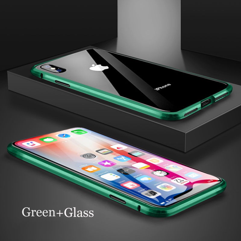 Ốp điện thoại kính cường lực 2 mặt cho Iphone 11 Pro Max 12mini 12Pro Max Xr X Xs Max 11 7 8 Plus 6 6s