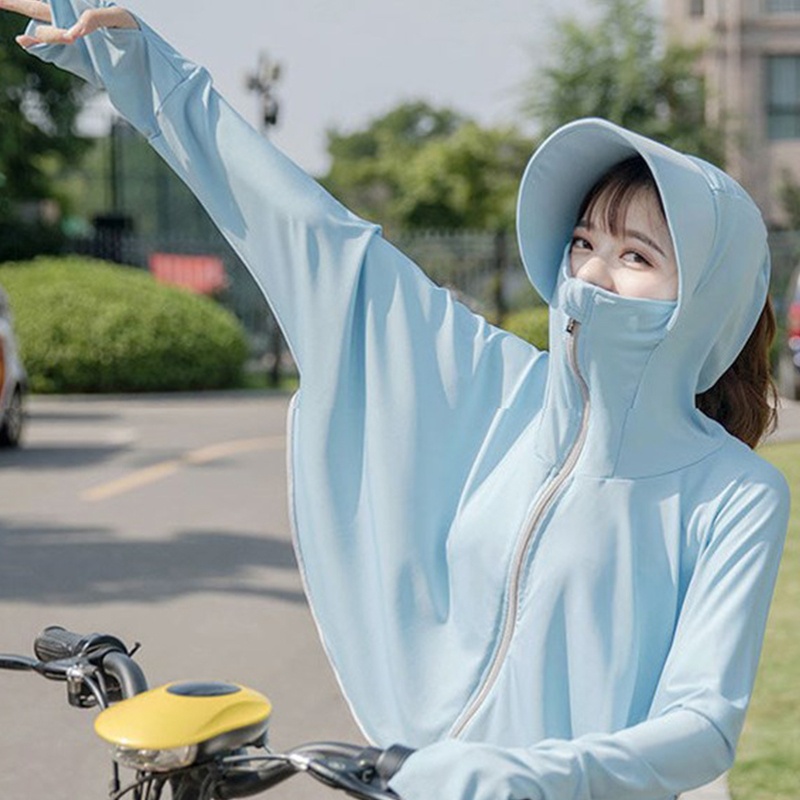 Xiangbao Áo Khoác Chống Nắng Bằng Lụa Lạnh Tay Dài Có Khóa Kéo Trọng Lượng Nhẹ Cho Nữ Đi Bộ Đường Dài Mùa