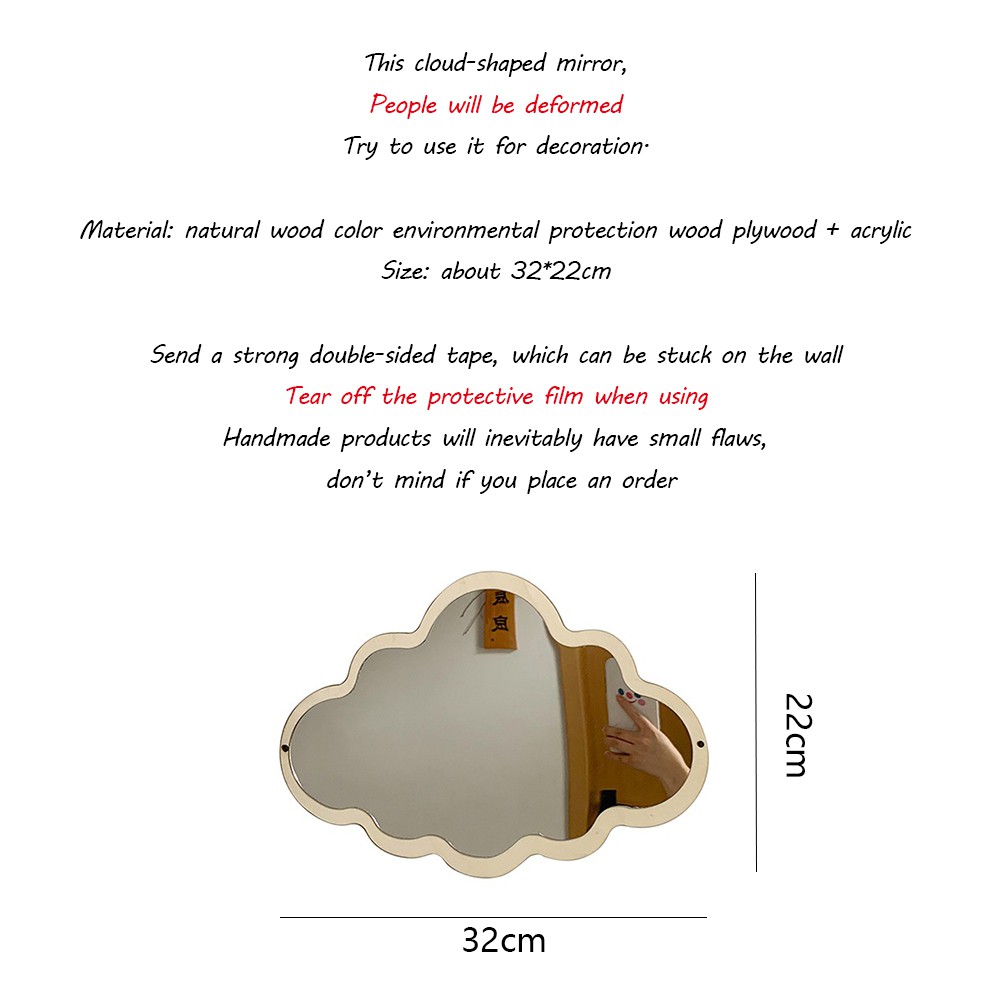 Gương Dán Tường Bằng acrylic Hình Đám Mây Dễ Thương Dùng Trang Trí