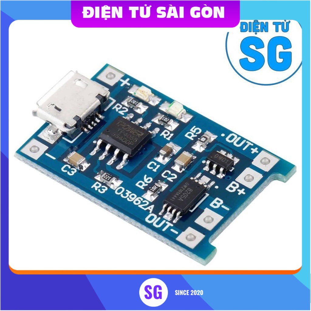 Mạch sạc pin TP4056 có IC bảo vệ Cổng Micro - Cổng Type C