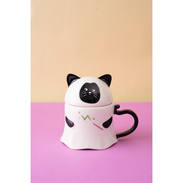 [LIFEMCMBP4 -12% đơn 250K] Cốc Sứ Mug Starbucks 12Oz (355ml) WX22 White Gost Cat Halloween