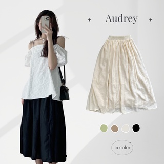 CV800 Chân váy midi cạp chun xếp li tơ 2 lớp Audrey