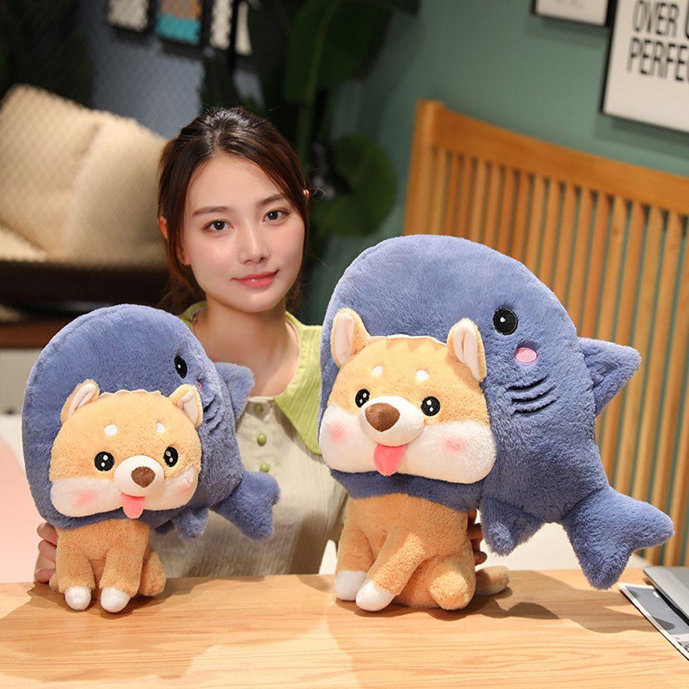 ANEMONE Đồ chơi nhồi bông Hình Cá Mập / Chó Hoạt Hình Dễ Thương Trang Trí Nhà Cửa
