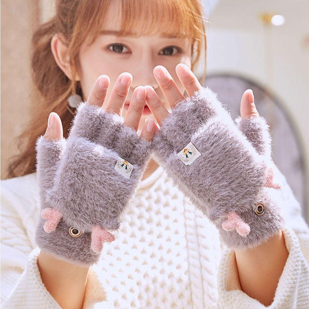 YOLA Găng Tay Len Hở Ngón Hình Sừng Hươu