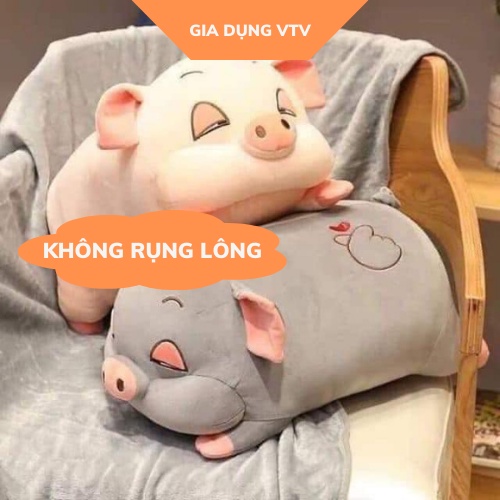 Chăn ngủ văn phòng kèm gấu bông hình con heo, Bộ chăn ngủ 2 trong 1 cho bé Gia Dụng VTV
