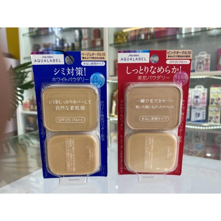 Lõi phấn phủ shiseido Aqualabel xanh đỏ Nhật Bản