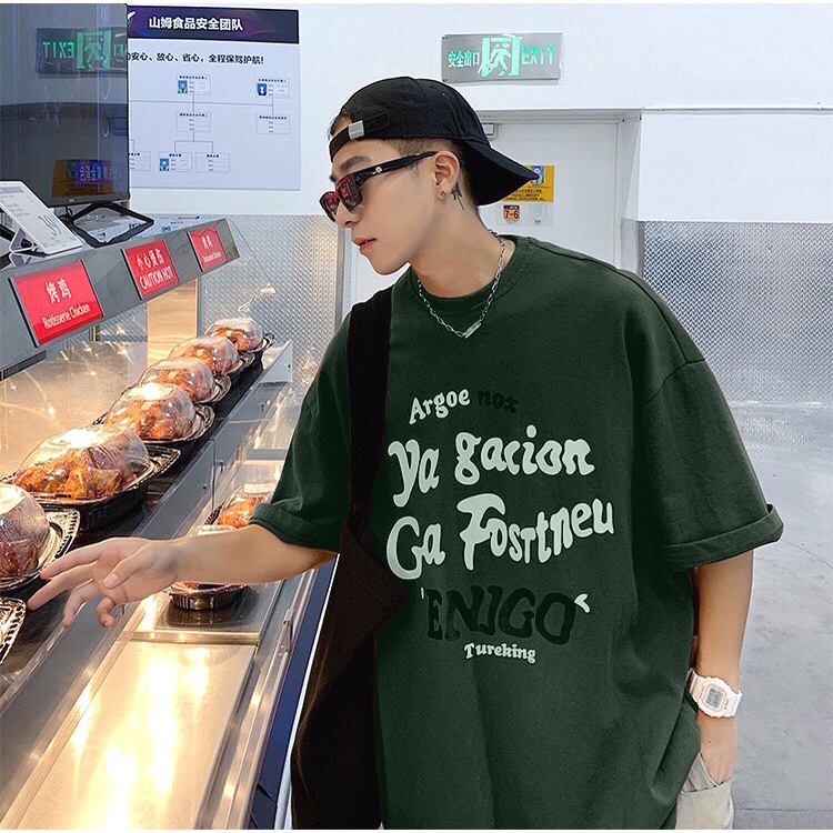 Áo phông nam nữ form rộng 2N Unisex thun cotton in chữ Argoo xanh/nâu/đen