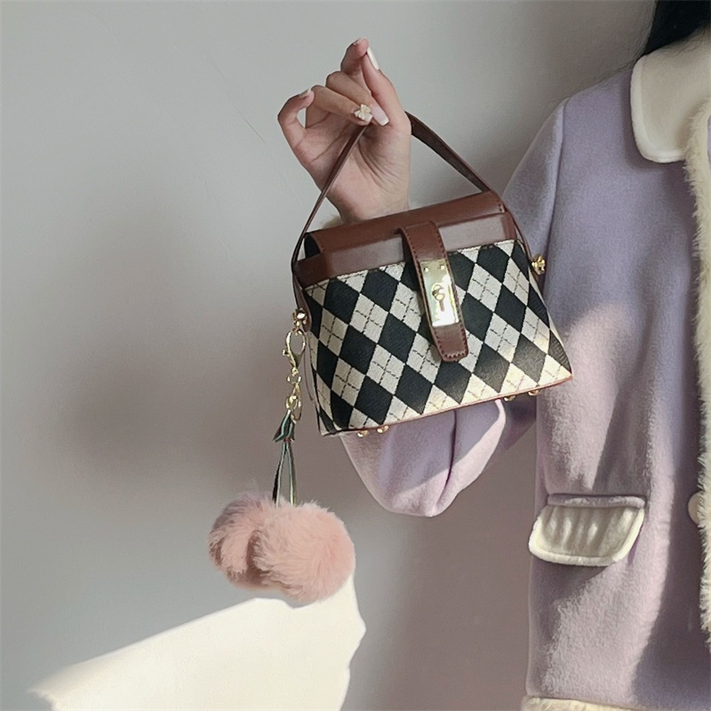 IELGY Túi Đeo Chéo Đính Đá Màu Sắc Tương Phản Phong Cách retro Thời Trang Cho Nữ