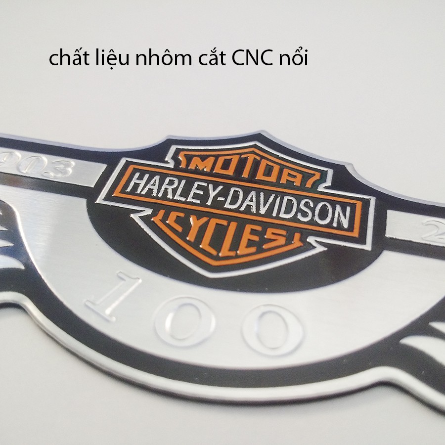 Tem logo harley davidson Xe Máy Nhôm nổi CNC - HL10