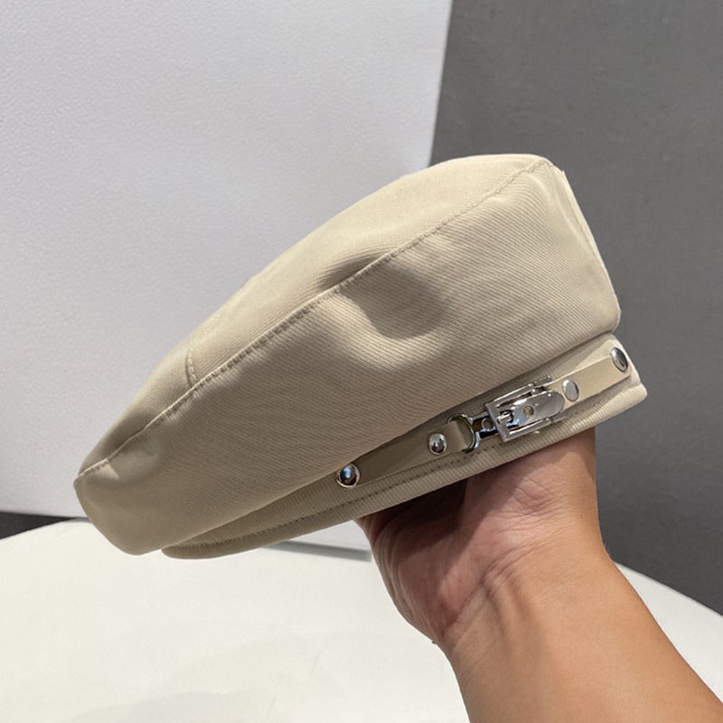 (Hàng Có Sẵn) Mũ Beret Nhật Bản Ngọt Ngào Dễ Phối Đồ Có Khóa Kim Loại Phong Cách Retro Xuân Thu Cho Nữ