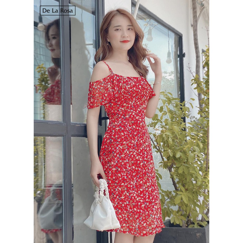 [Mã WABRWA15 giảm 15% đơn 300K] Đầm váy hoa hai dây trễ vai trẻ trung - De La Rosa | BigBuy360 - bigbuy360.vn