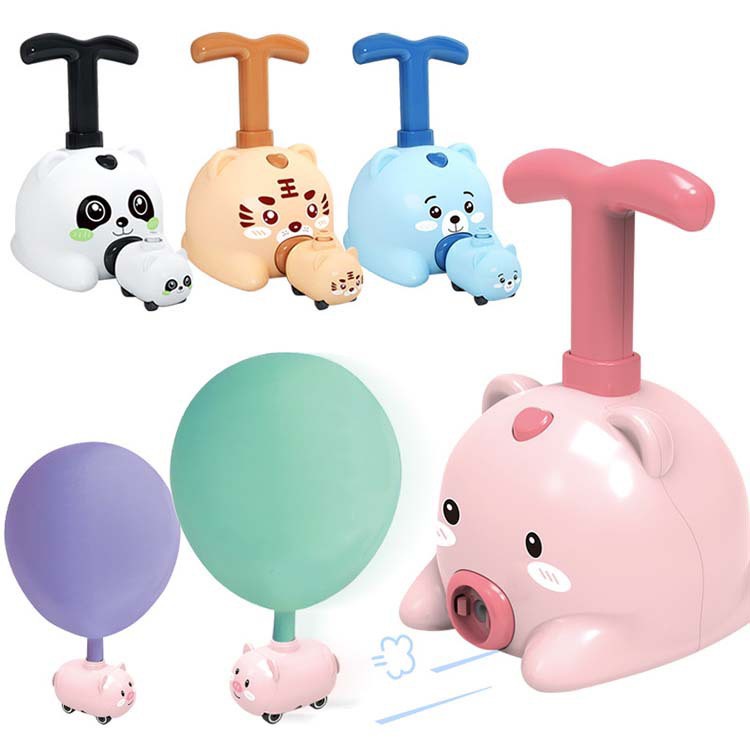 Ô tô thổi bóng bay giá rẻ Sankid, đồ chơi xe bơm bóng bay hình chú heo ngỗ nghĩnh cho bé