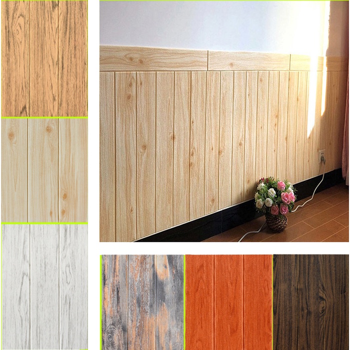 Xốp Dán Tường Giấy Dán Tường tự dính giấy dán tường 3d giả vân gỗ tường vân gỗ