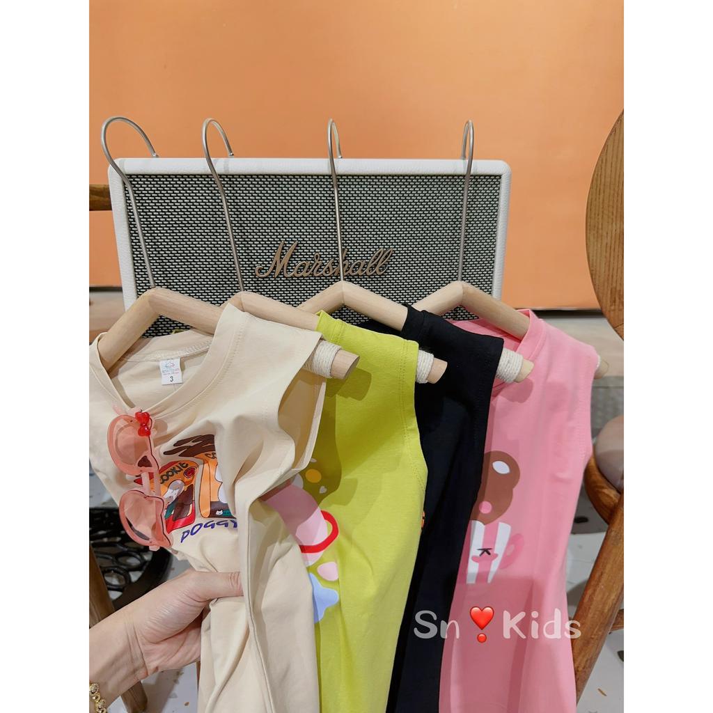 Váy bé gái, vách suông sát nách tay hến chất cotton qc cho bé