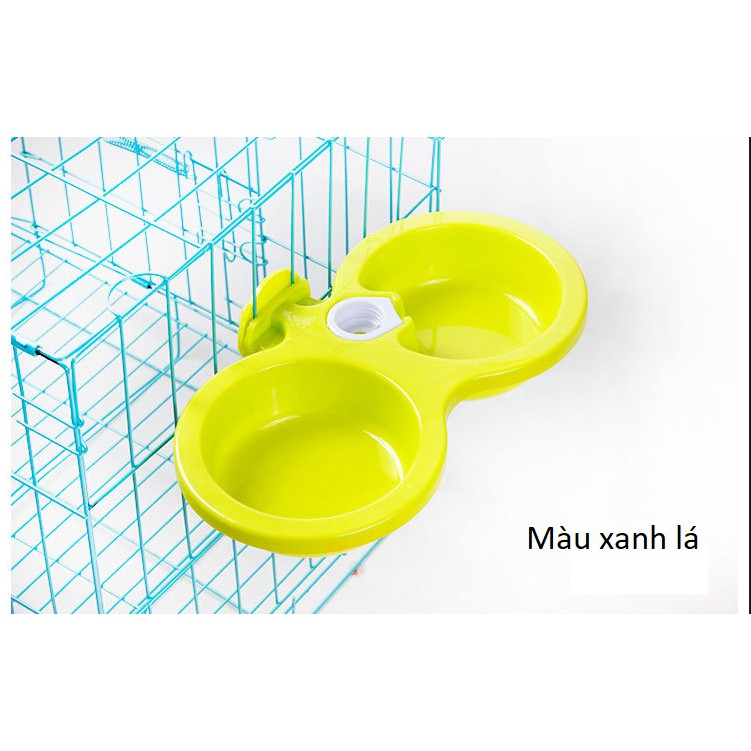 [HCM] Bát đôi gắn chuồng ăn uống cấp nước tự động dành cho thú cưng (size nhỏ)