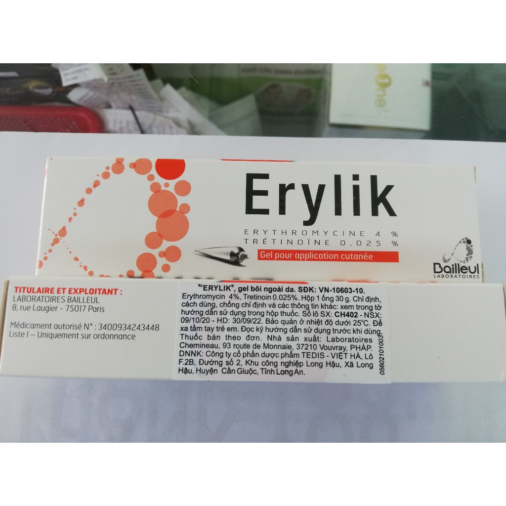 Gel mụn Erylik 30g dành cho mụn trứng cá