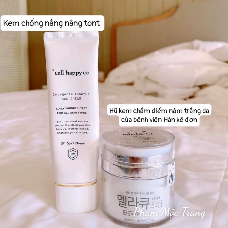 Kem Chống Nắng phổ rộng Cell Happy Co Nâng Tone Da Trắng Hồng Số 1 Hàn Quốc