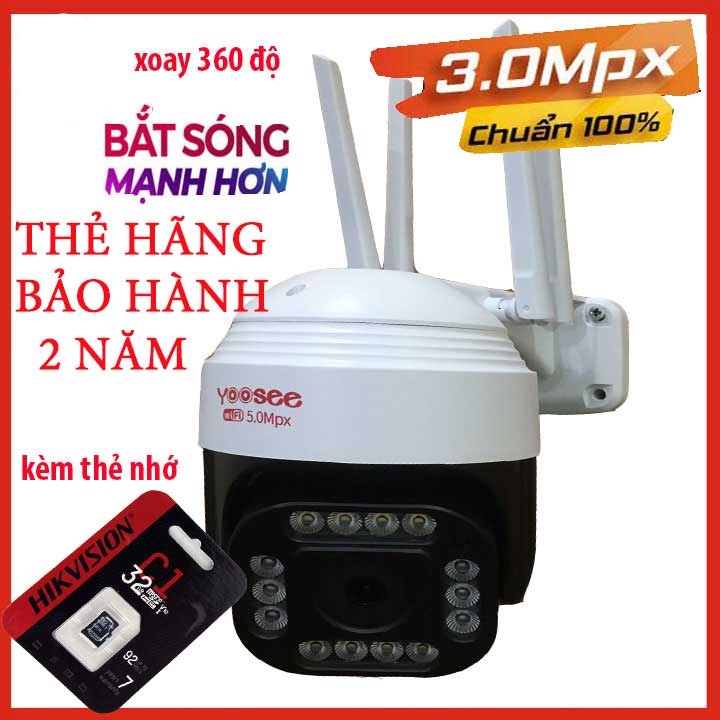 Camera yoosee thân ngoài trời quay 360 độ 10 đèn led 10 đèn hồng ngoại ban đêm có mầu