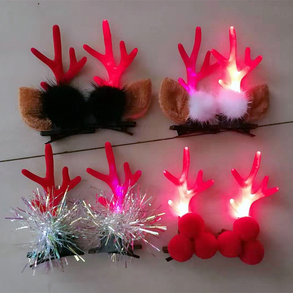 Kẹp tóc hình sừng tuần lộc có đèn LED