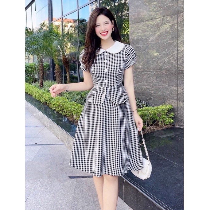 Đầm Caro cổ sen công sở dạo phố Caro Dress Ty Fashion D006 | BigBuy360 - bigbuy360.vn