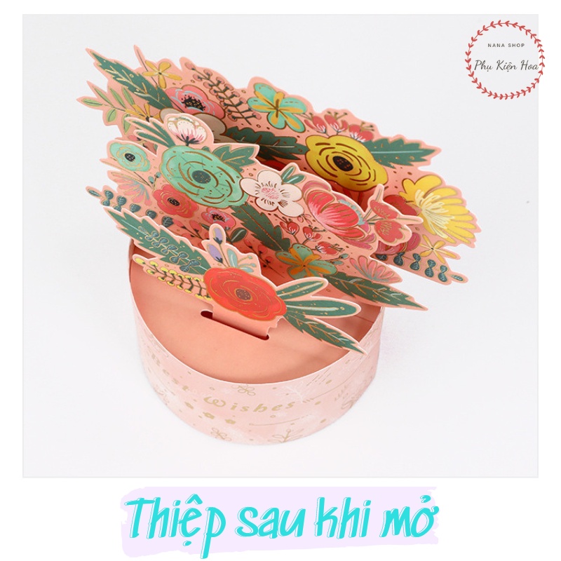 Thiệp 3D Hình Lẵng Hoa In Chữ BEST WISH Kèm Phong Bì, Quà Tặng 8/3 - 14/2 - Ngày lễ