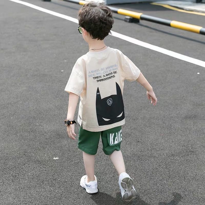 Bộ Quần Áo Cotton Nguyên Chất Ngắn Tay Thời Trang Mùa Hè Năm 2021 Cho Bé Trai 5-15 Tuổi