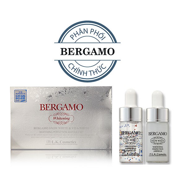 Set 4 siêu tinh chất dưỡng trắng Bergamo Snow White & Viva White Whitening Perfection Ampoule (13ml x 4 )