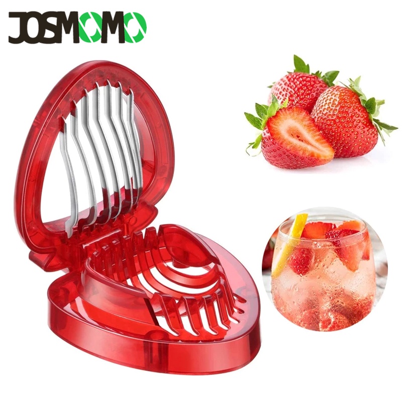 JOSMOMO Dụng cụ cắt lát dâu tây Máy cắt trái cây Dụng cụ cắt rau trộn Máy cắt dâu tây bằng thép không gỉ Máy cắt trái cây Máy cắt trái cây Di động Tiện ích nhà bếp