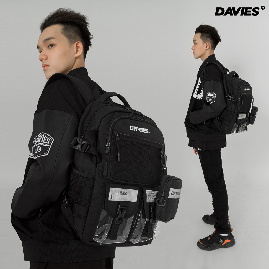 [Tặng kèm túi đeo chéo mini] Balo đi học nam phản quang local brand Davies - Black Warrior Backpack | BigBuy360 - bigbuy360.vn