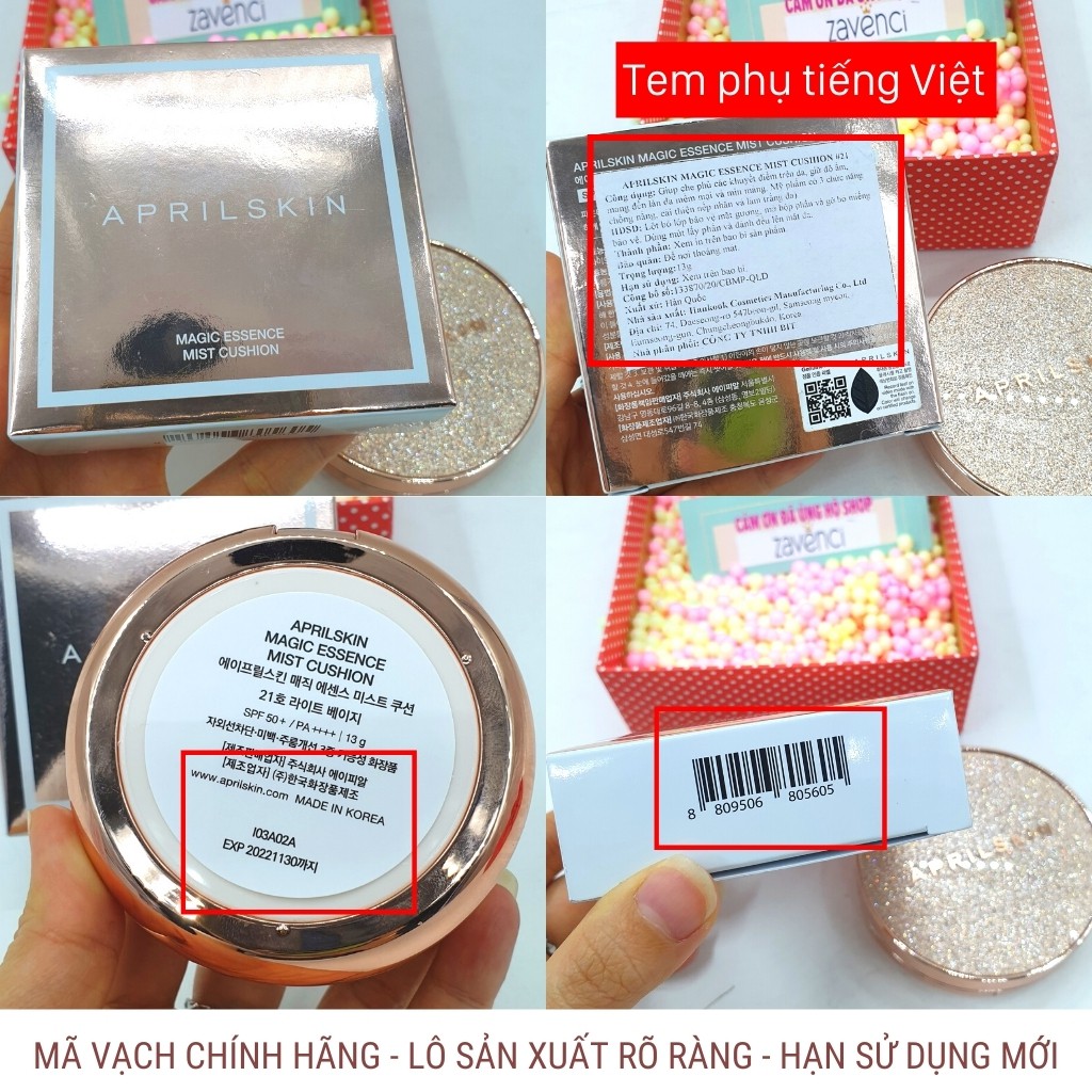 Phấn Nước APRIL SKIN Magic Essence Mist Cushion Che Phủ Hoàn Hảo Cho Làn Da Mịn Màng SPF50+/PA++++ (13g)