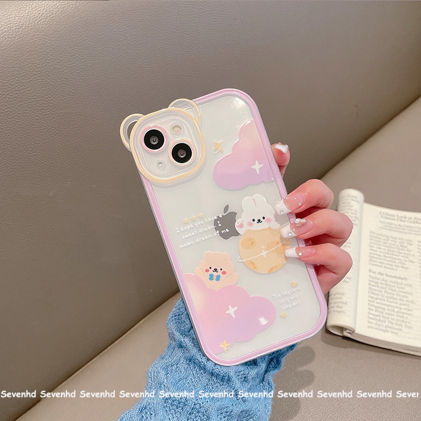 Ốp Điện Thoại Mềm Họa Tiết Tai Thỏ / Gấu Hoạt Hình Cho iPhone 14 13 12 11 Pro Max Xs Max Xr X 6 6s Plus