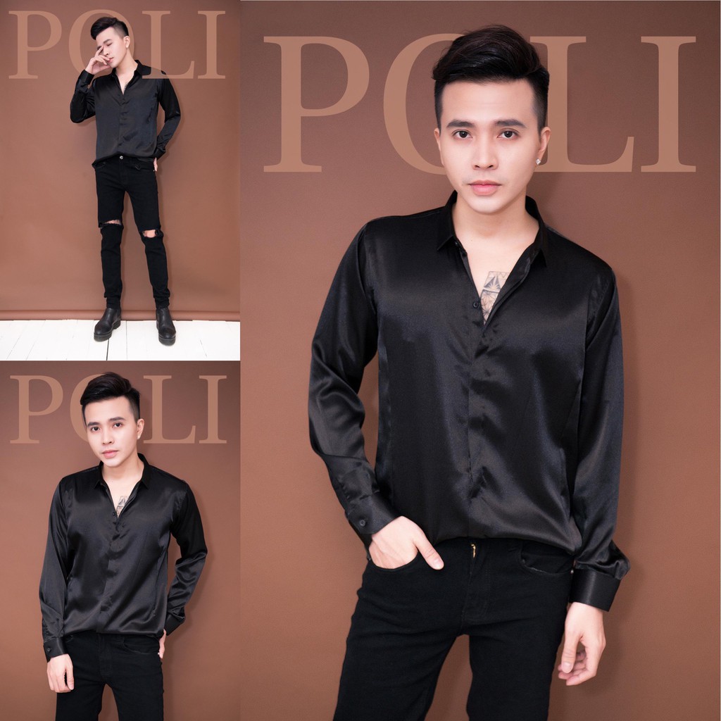 Áo sơ mi lụa bóng POLI