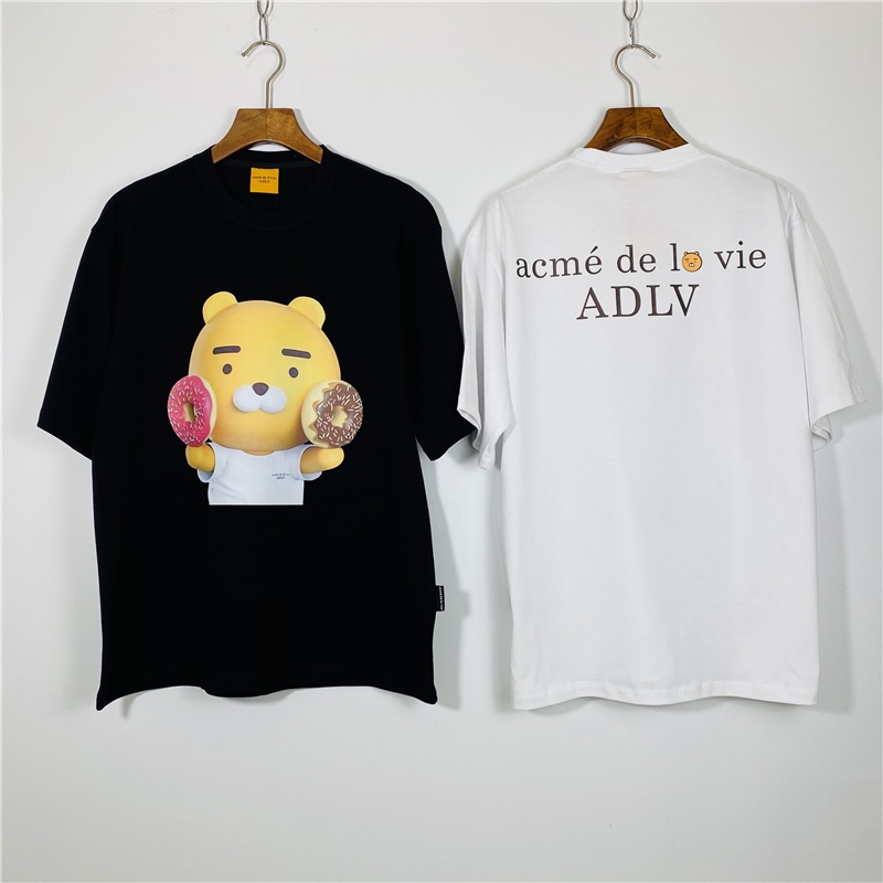 ADLV Áo Thun Cotton Tay Ngắn Dáng Rộng In Hình Bánh Donut Thời Trang Cho Cặp Đôi