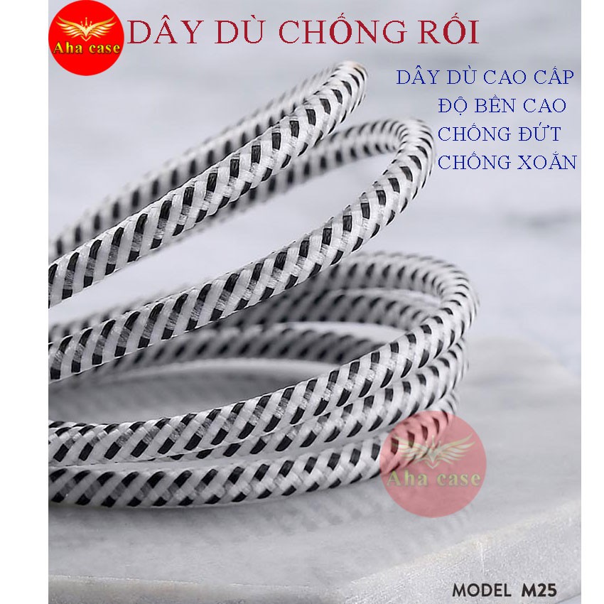 Cáp sạc Sendem M25 😍😍FREE SHIP😍 thiết kế dây dù chống đứt siêu bền, sạc nhanh, bảo hành dây sạc 1 năm, giá rẻ