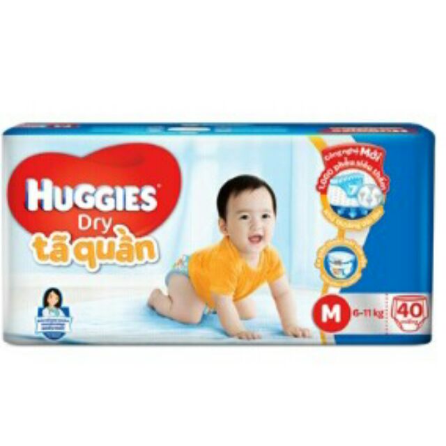 Tã quần đại Huggies Dry size (M40,L38,XL34,XXL30)