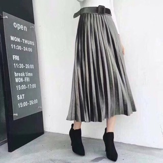 Chân váy ly nhung kèm đai ( Ảnh thật)