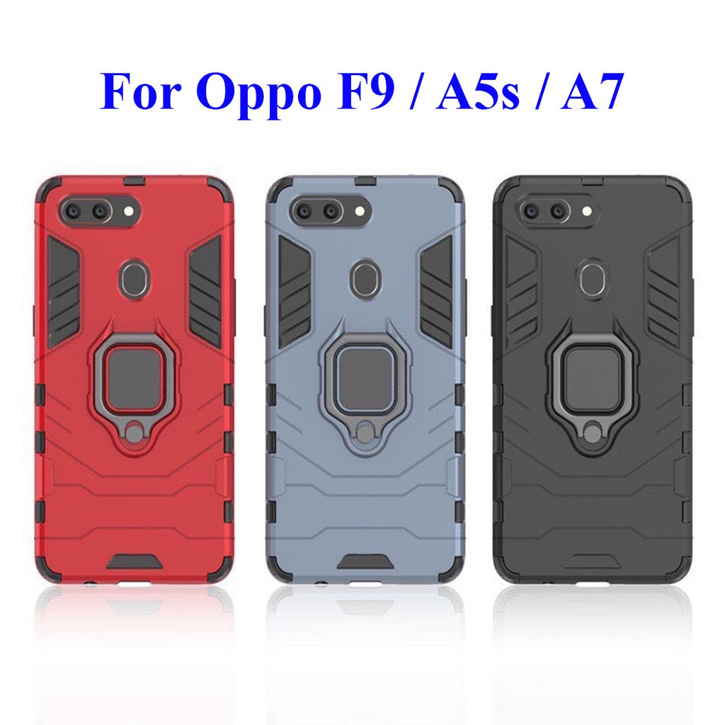 [FreeShip] Ốp lưng Oppo F9 / Oppo A5s / Oppo A7 chống sốc Iron Man gắn giá đỡ iring hỗ trợ xem video, chống va đập mạnh