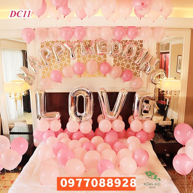 Set Bóng Trang Trí Phòng Cưới  Free Ship  Happy Wedding Nhiều Mẫu